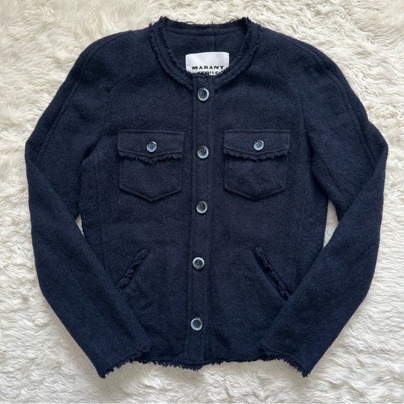 Isabel Marant Étoile Nelly Jacket Wool Blend Midnight Navy Sz 36 / 4 - Picture 3 of 15